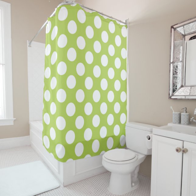 Green Polka Dots, Polka Dot Pattern, Dots, Dotted Shower Curtain (In Situ)
