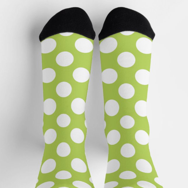 Green Polka Dots, Polka Dot Pattern, Dots, Dotted Socks (Top)