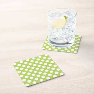 Green Polka Dots, Polka Dot Pattern, Dots, Dotted Square Paper Coaster