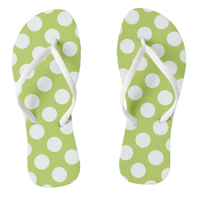 Green Polka Dots, Polka Dot Pattern, Dots, Dotted Thongs (Footbed)