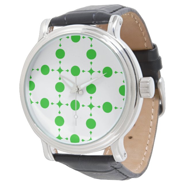 Green Polka Dots, Polka Dot Pattern, Dots, Dotted Watch (Angled)