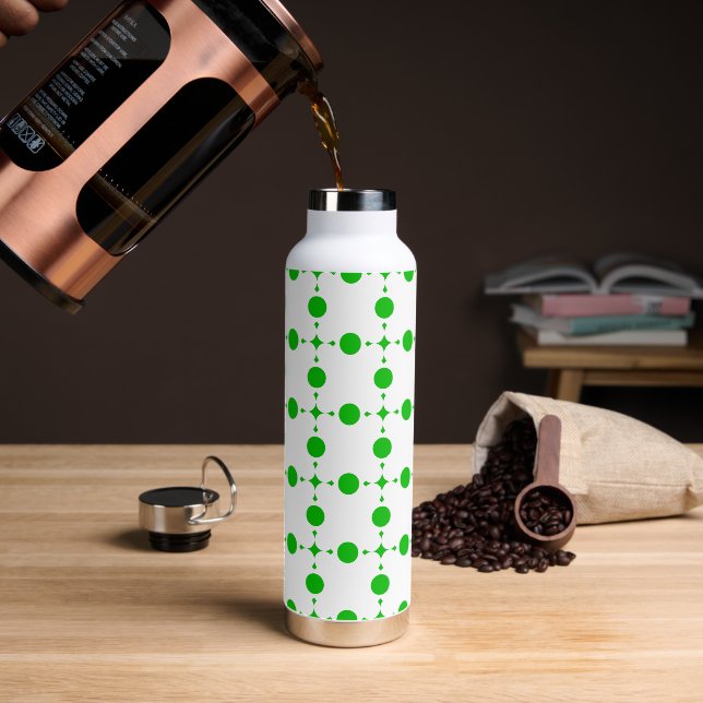 Green Polka Dots, Polka Dot Pattern, Dots, Dotted Water Bottle (Coffee)