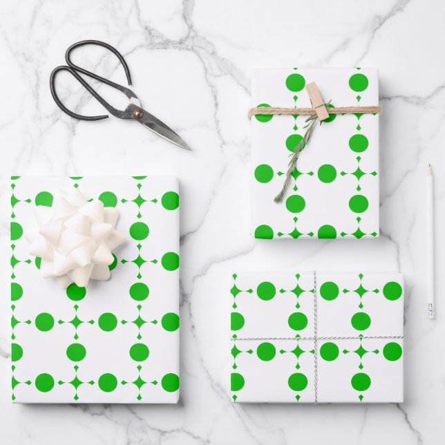 Green Polka Dots, Polka Dot Pattern, Dots, Dotted Wrapping Paper Sheet (Front)