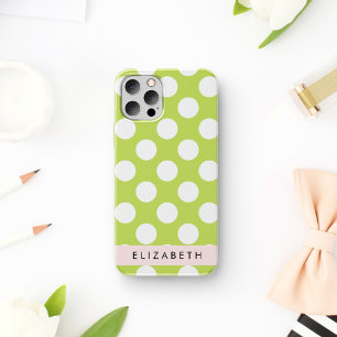 Green Polka Dots, Polka Dot Pattern, Your Name iPhone 16 Case