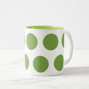 Green polka dots Two-Tone coffee mug