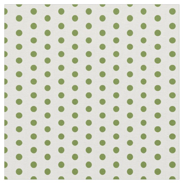 Green Polkadots on White Background Pattern Fabric (Close Up)