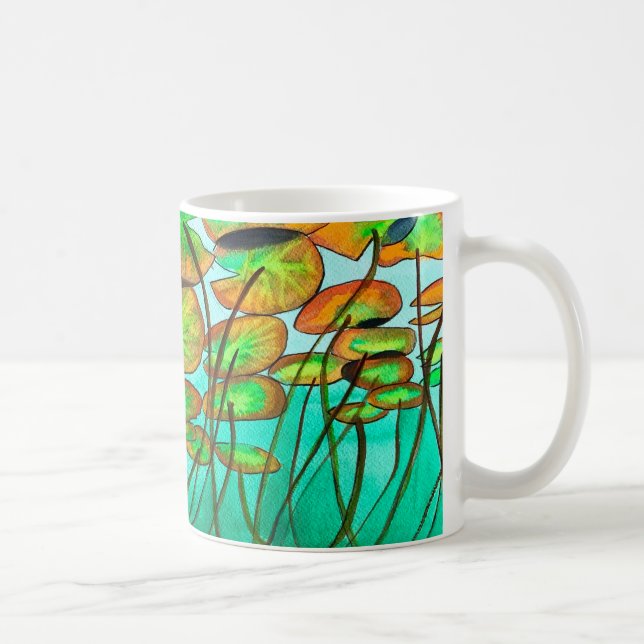 Green pond with lilypads coffee mug (Right)