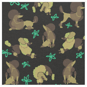 Green Poodles Fabric