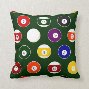 Green Pool Ball Billiards Pattern Cushion