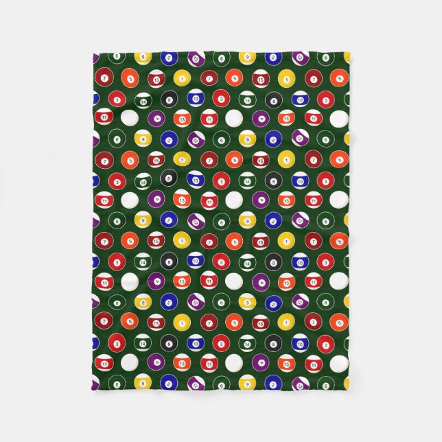 Green Pool Ball Billiards Pattern Fleece Blanket (Front)