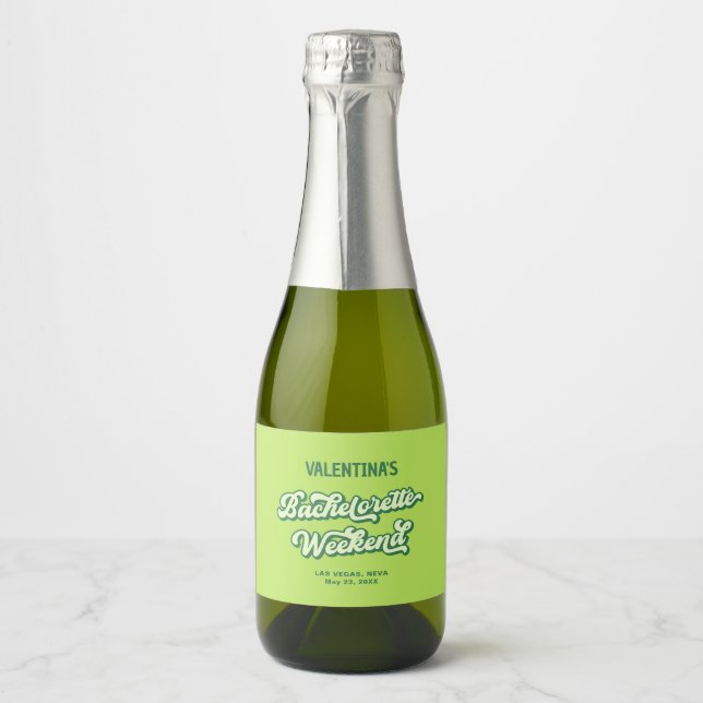 Green Pool Party Bachelorette Champagne Label (Front)
