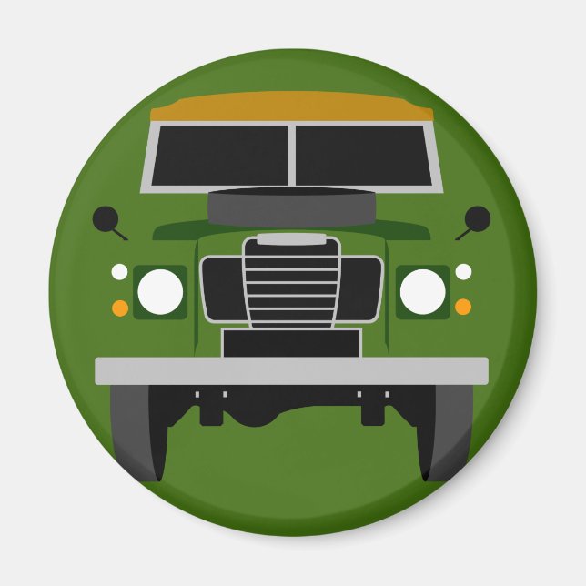 Green Pop art Classic MK3 Land Rover Magnet (Front)