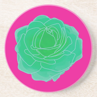 Green Pop Art Rose Coaster