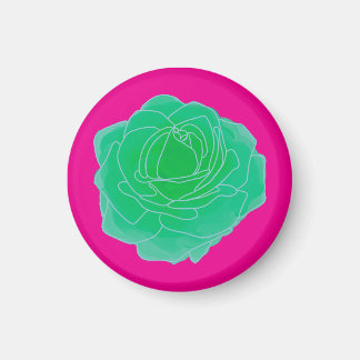 Green Pop Art Rose Magnet