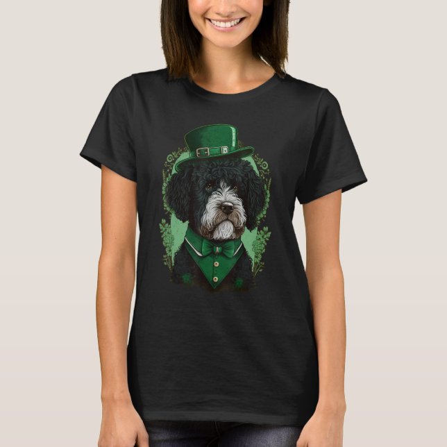 Green Portie shamrock St Patricks Day Portuguese W T-Shirt (Front)