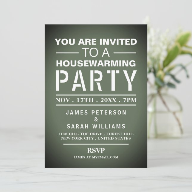 Green Poster Housewarming Party Invitation (Standing Front)