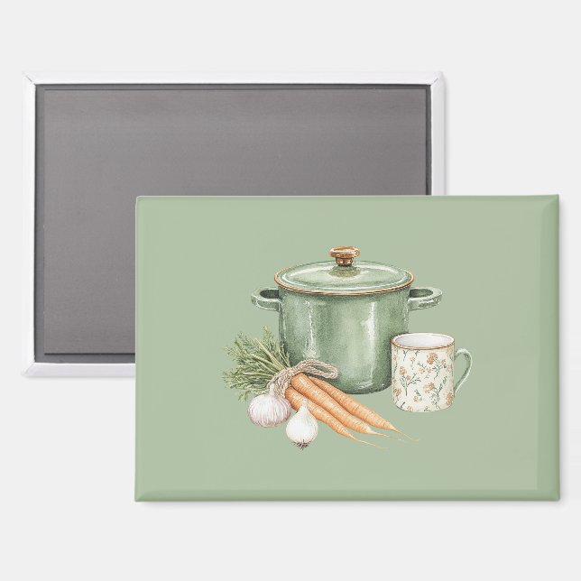 Green Pot Carrots  Magnet (Front/Back)