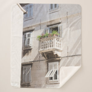 GREEN POTTED PLANT ON BROWN CONCRETE HOUSE BALCONY SHERPA BLANKET