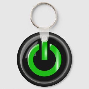 Green Power Button Keychain