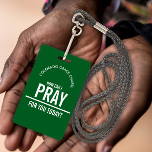 Green prayer church volunteers id badge