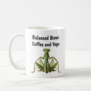 Green Praying Mantis Yoga Personalised Coffee Mug