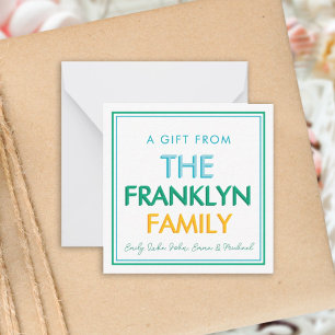 Green Preppy Personalised Family Gift Enclosure Card