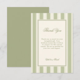 Green Preppy Stripes Baby Shower Thank You Card