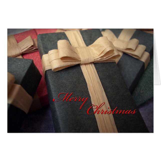 Green Present Christmas Card (Front Horizontal)
