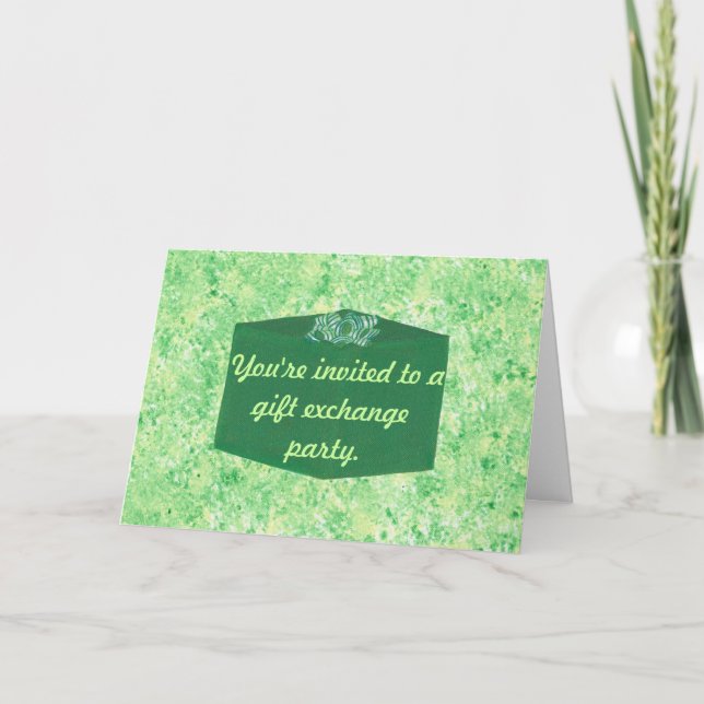 Green Present Christmas Exchange Party Invite (Front)