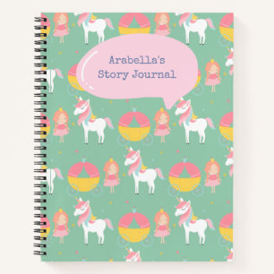 Green Princess Unicorn Girl's Write & Draw Story Notebook