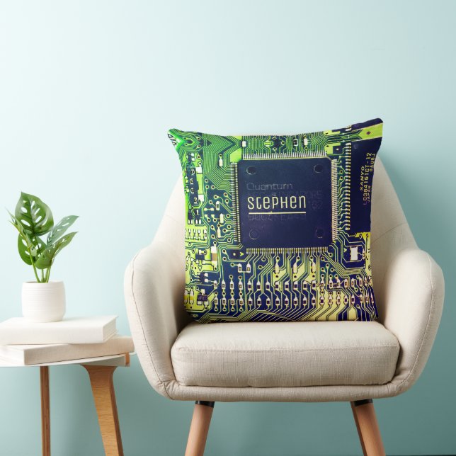 Green printed circuit board • Geek electronic PCB Cushion (Chair)