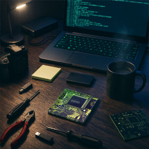Green printed circuit board • Geek electronic PCB Glass Coaster