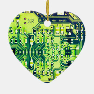Green printed circuit board Geek PCB Personalised  Ceramic Ornament