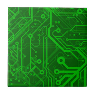 Green Printed Circuit Board Pattern Ceramic Tile