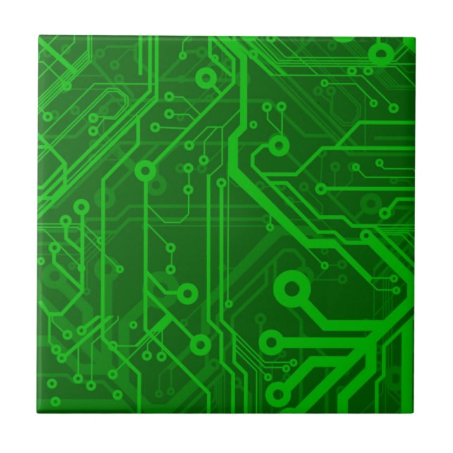 Green Printed Circuit Board Pattern Ceramic Tile (Front)