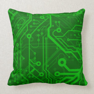 Green Printed Circuit Board Pattern Cushion