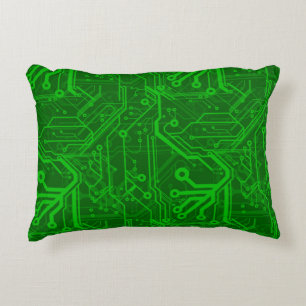 Green Printed Circuit Board Pattern Decorative Cushion