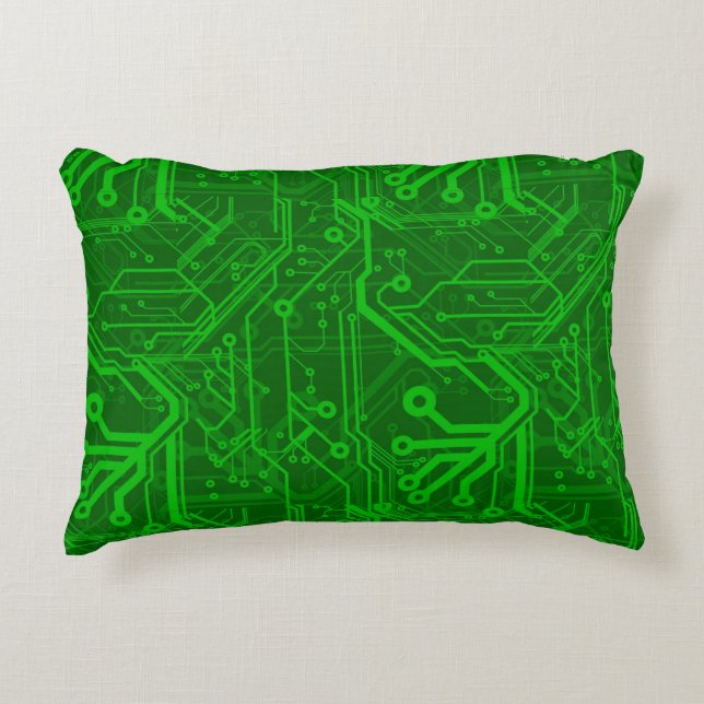 Green Printed Circuit Board Pattern Decorative Cushion (Front)