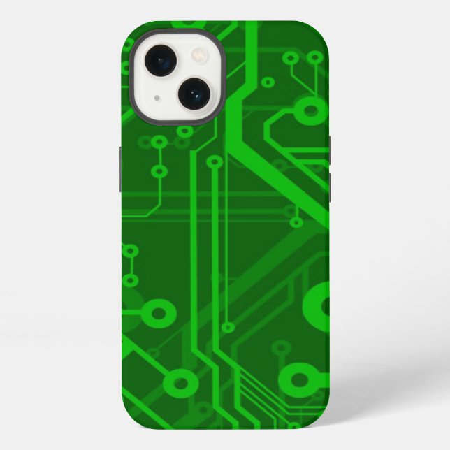 Green Printed Circuit Board Pattern iPhone Case (Back)