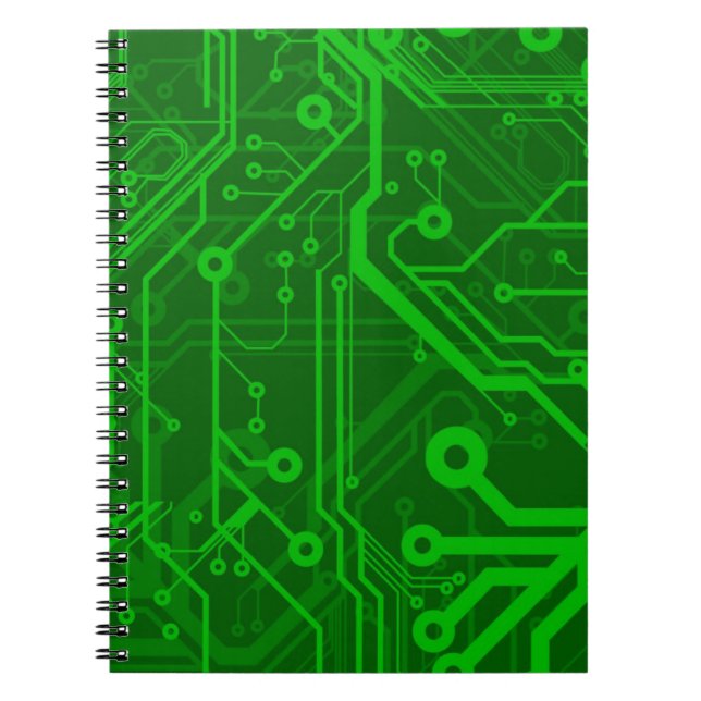 Green Printed Circuit Board Pattern Notebook (Front)
