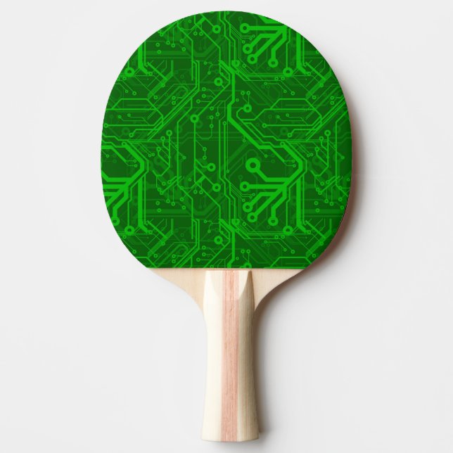 Green Printed Circuit Board Pattern Ping Pong Paddle (Front)