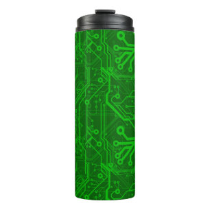 Green Printed Circuit Board Pattern Thermal Tumbler
