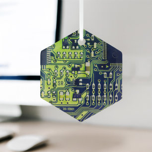 Green printed circuit board PCB Custom Geek Glass Tree Decoration