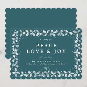 Green Printed Holly Leaves Border Flat Non Photo Holiday Card