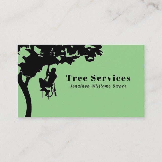 Green Professional Tree Trimming Service Business Card (Front)