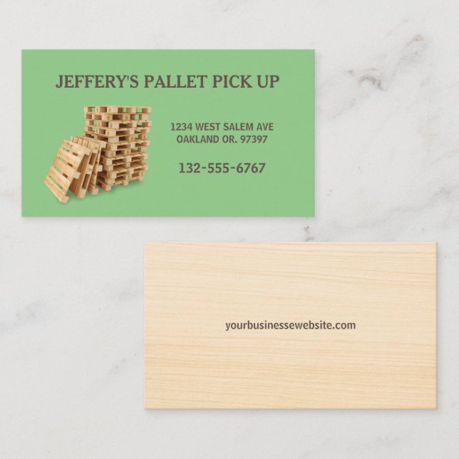 Green Professional Wood Pallet Crate Business Card (Front/Back)