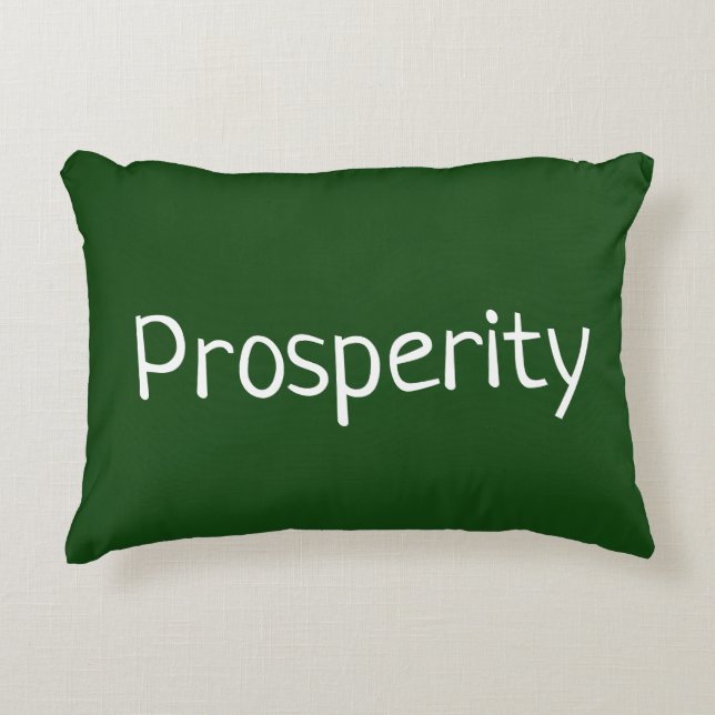 Green Prosperity Affirmation Decorative Cushion (Front)