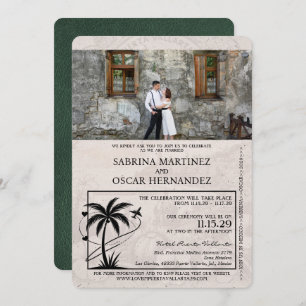 Green Puerta Vallarta Passport Wedding Invitation