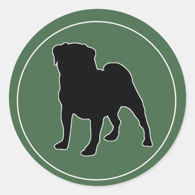 Green Pug Classic Round Sticker (Front)
