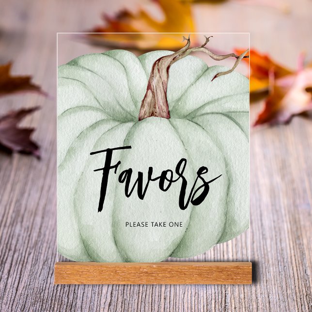 Green Pumpkin Baby Shower Favours Acrylic Sign (Green Pumpkin Baby Shower Favors Clear Acrylic Tabletop Sign)